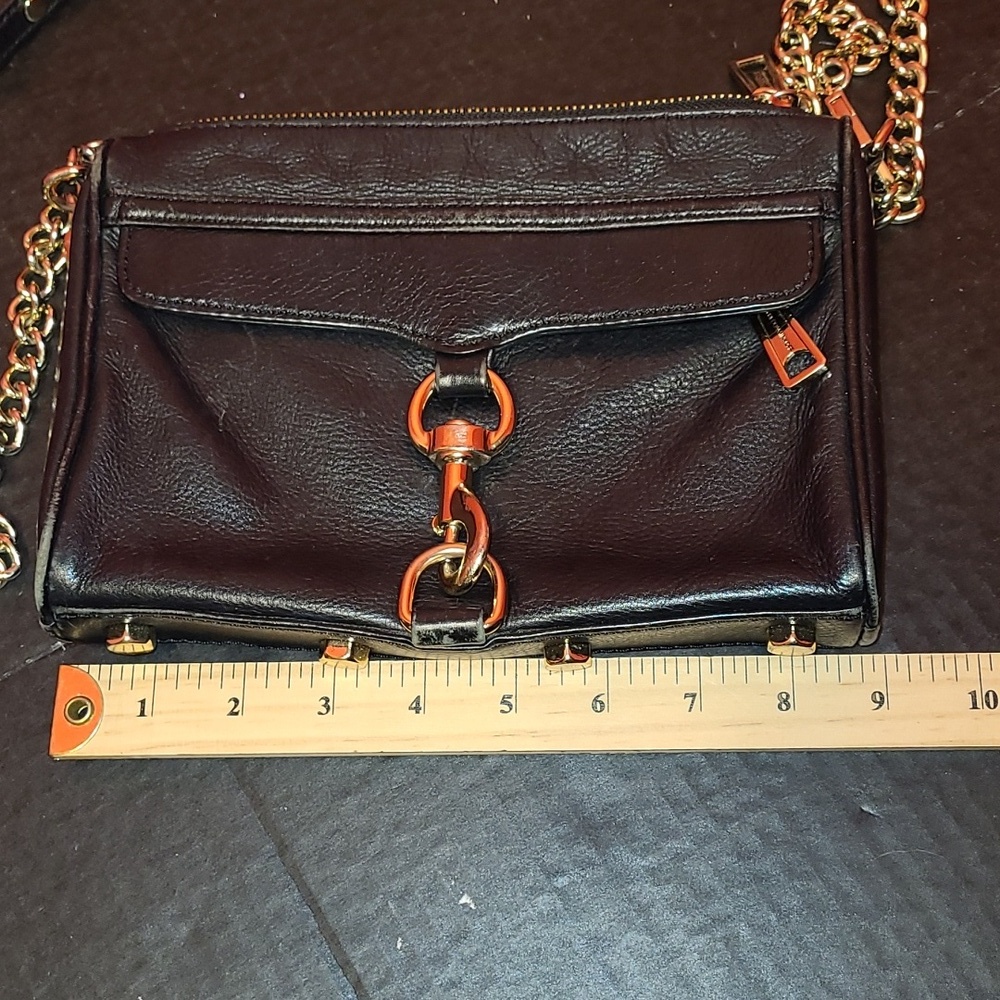 🤩Black leather Rebecca Minkoff Mini M.A.C. Crossbody bag with Gold Accents - Picture 13 of 16